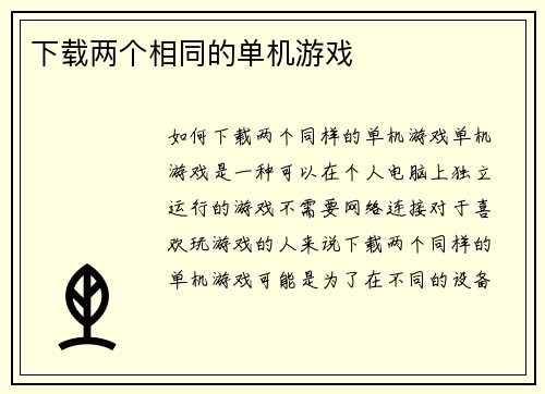 下载两个相同的单机游戏